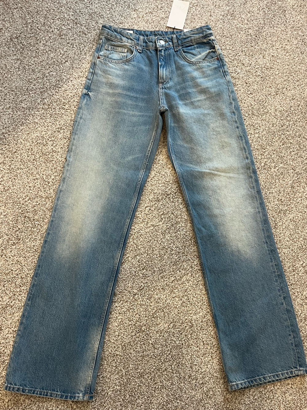 Zara Women’s Washed Blue Wide Leg Jeans